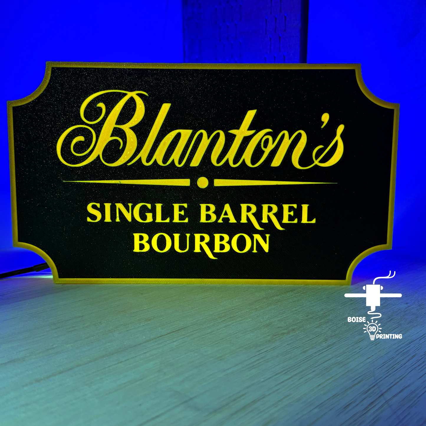 a sign for a bar called blanton's single barrel bourbon