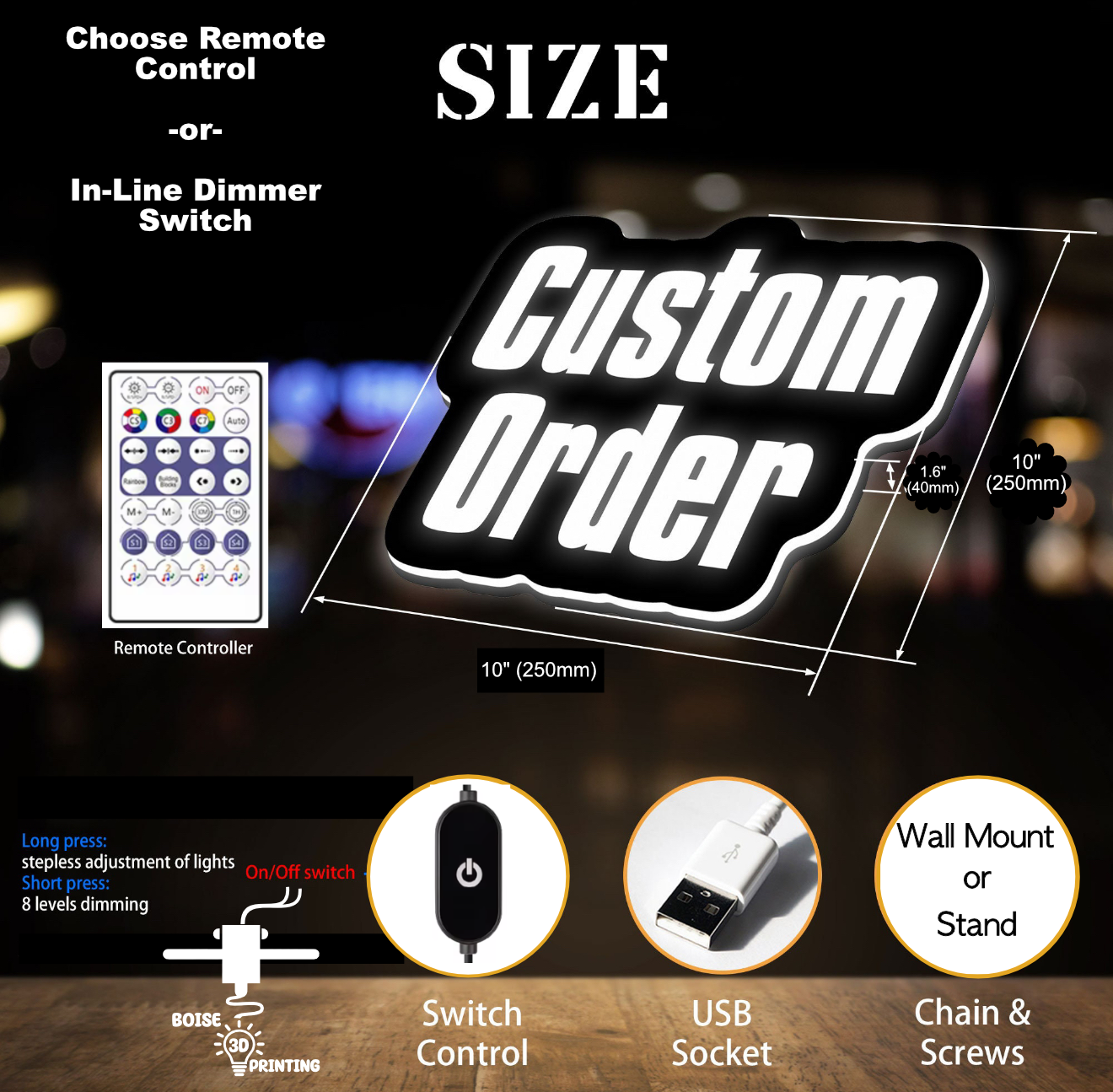 a picture of a custom order sign on a table
