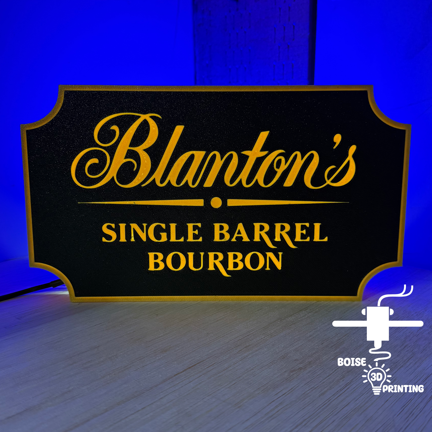 a sign for a bar called blanton's single barrel bourbon