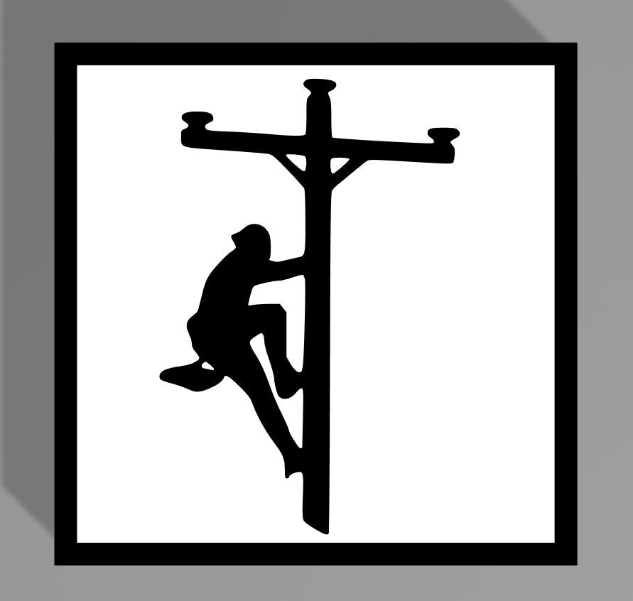 Lineman Climbing Power Pole LED LightBox