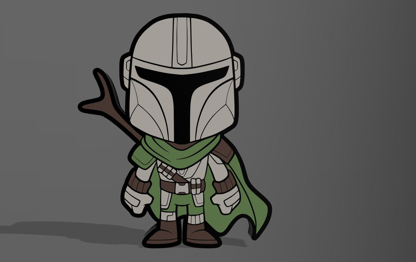 Star Wars inspired Mandalorian Chibi LED Lightbox Lamp / Sign