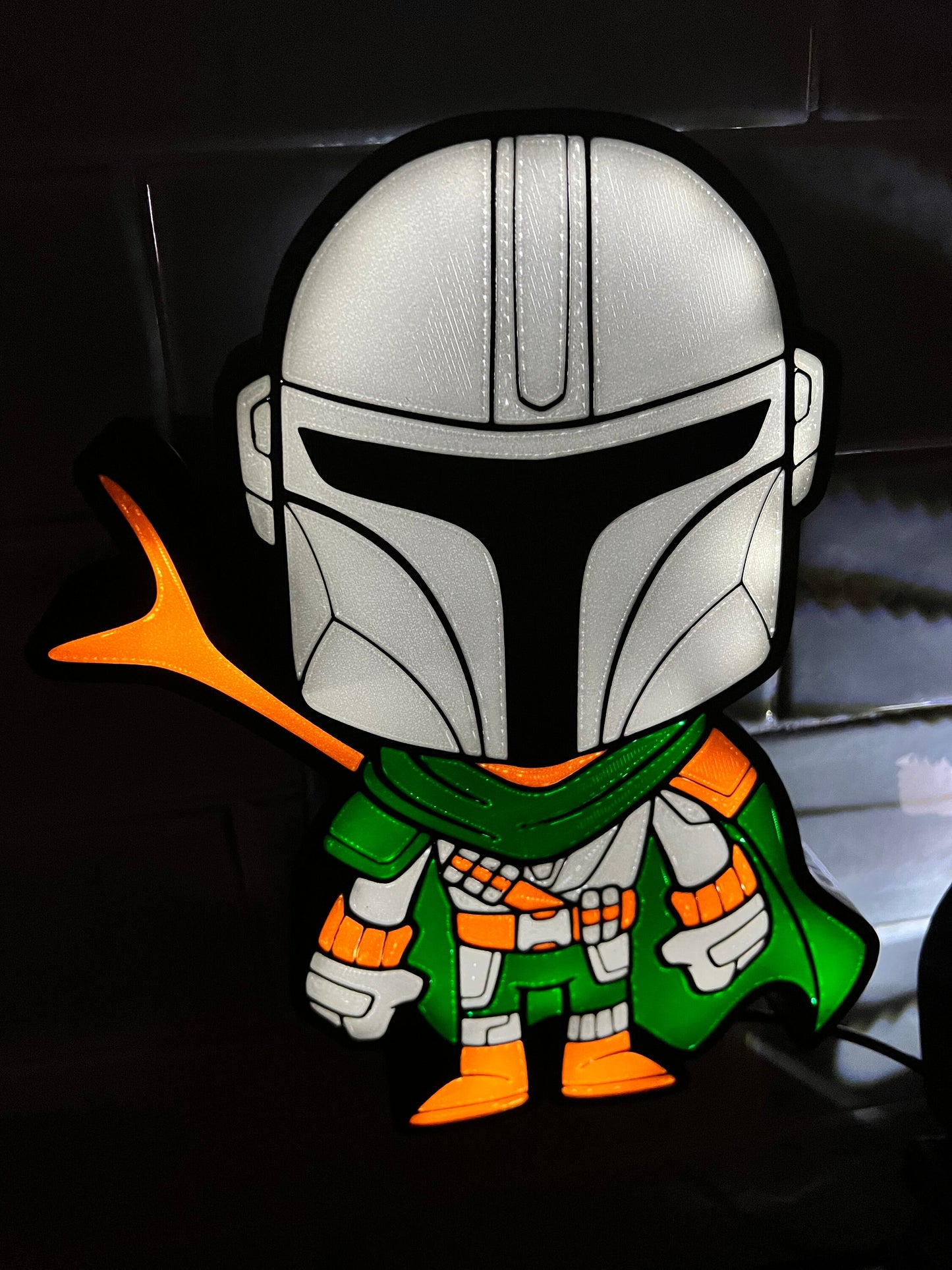 Star Wars inspired Mandalorian Chibi LED Lightbox Lamp / Sign