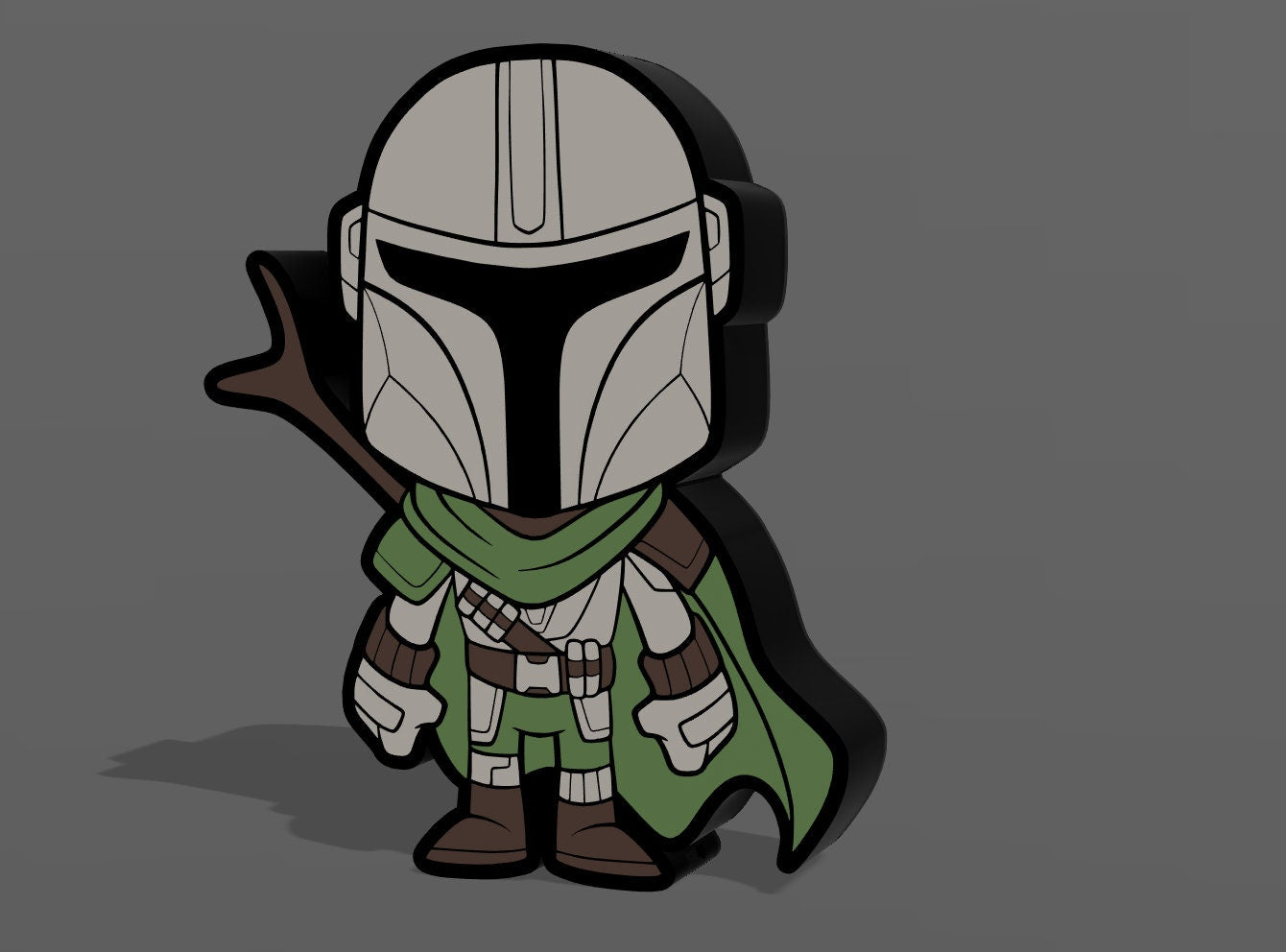 Star Wars inspired Mandalorian Chibi LED Lightbox Lamp / Sign
