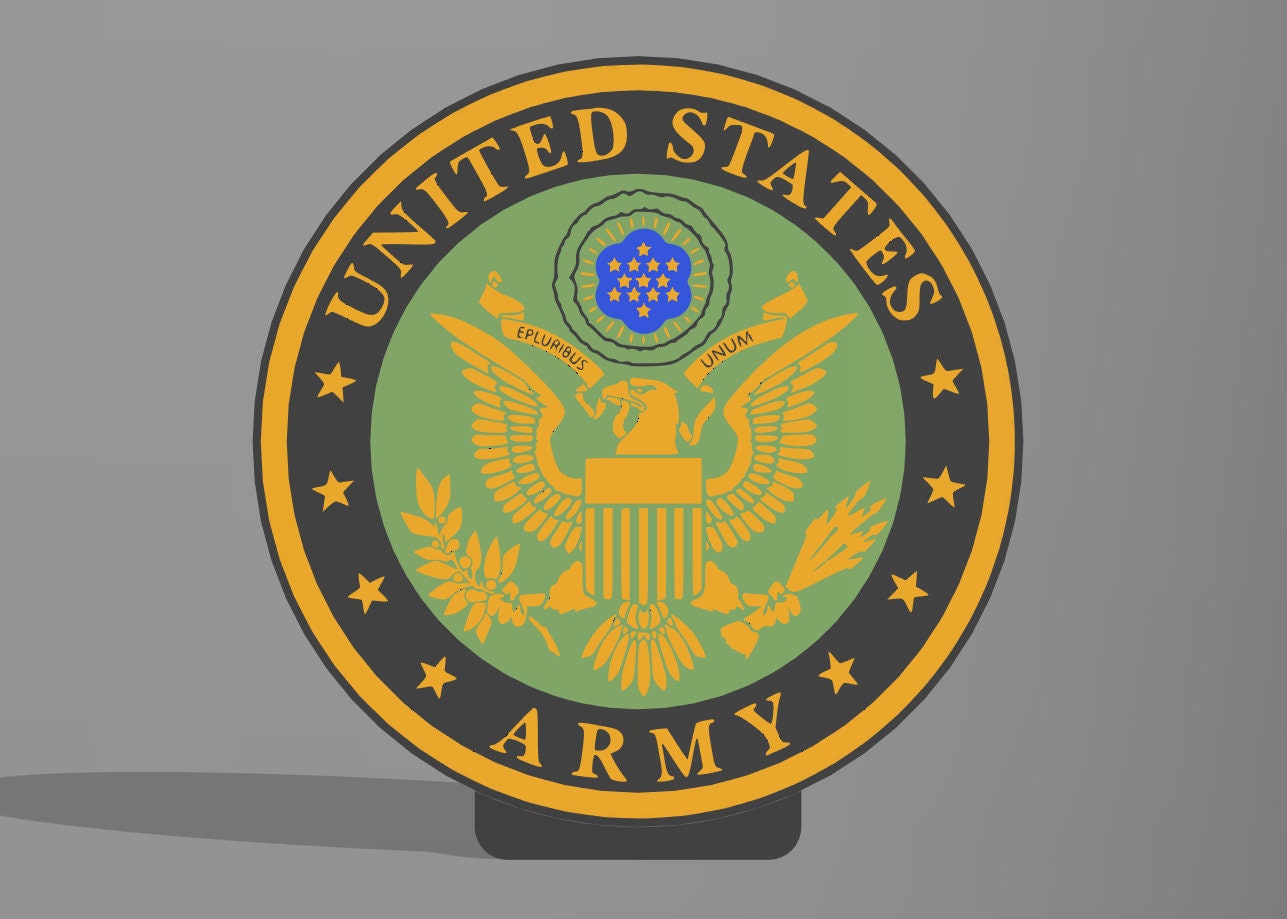 US Army Logo Seal LED LightBox Sign / Lamp with Stand
