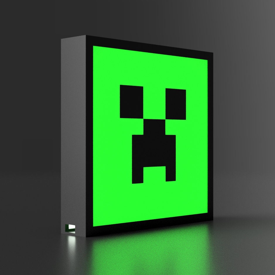 Minecraft Creeper LED Lightbox SignLamp - Pixelated Gaming Decor