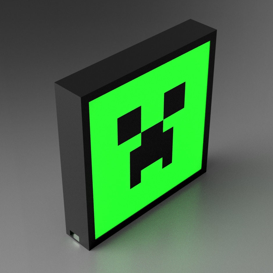 Minecraft Creeper LED Lightbox SignLamp - Pixelated Gaming Decor