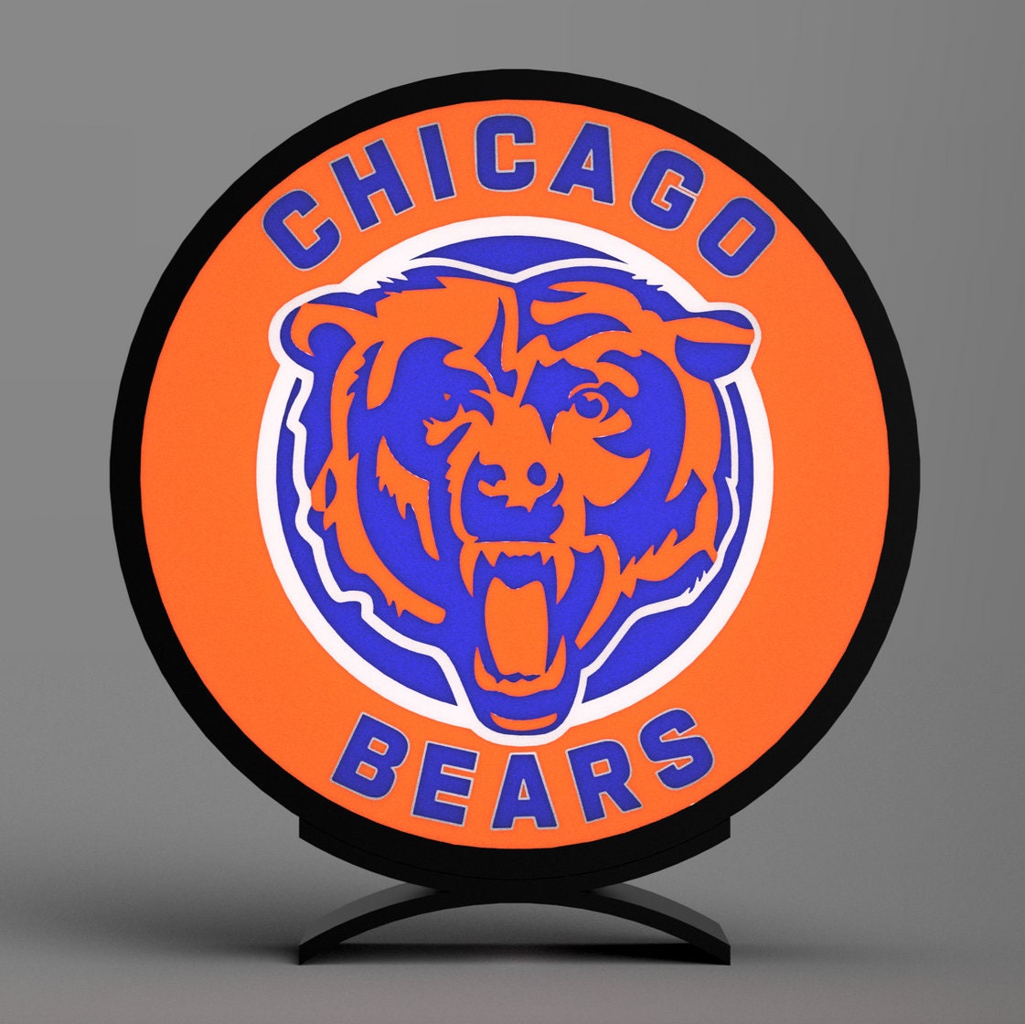 Chicago Bears Round Logo inspired - LED Lightbox - Lamp/Sign