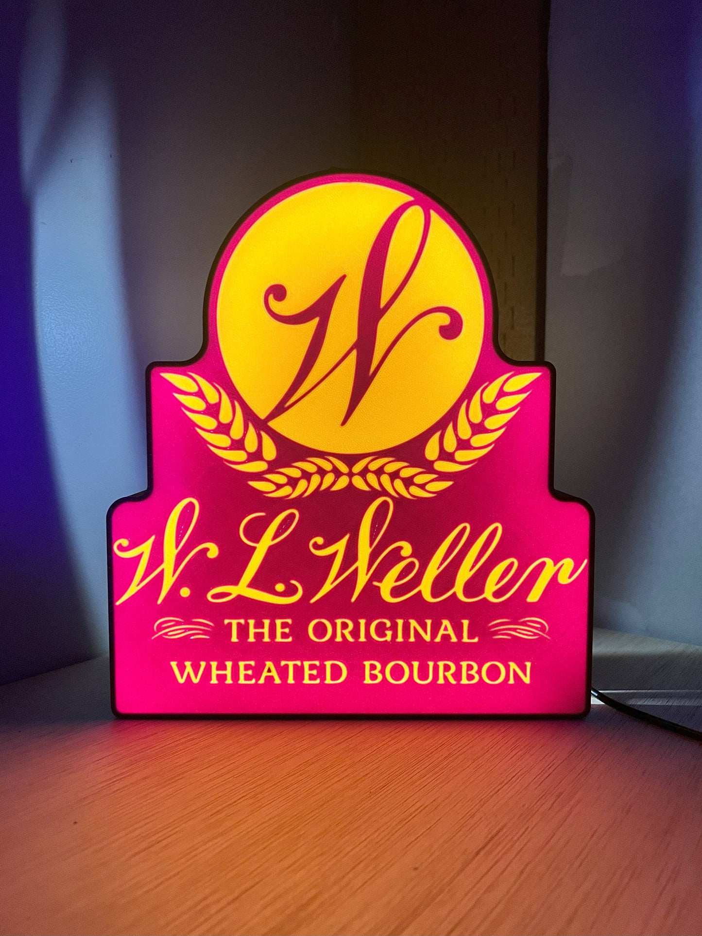a neon sign for a wheated bourbon