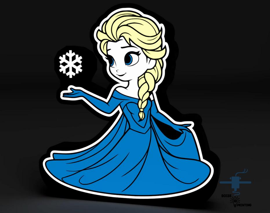 a sticker of a frozen princess holding a snowflake