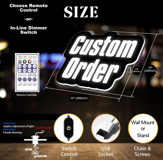 a picture of a custom order sign on a table