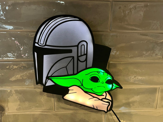 Star Wars Inspired Mandalorian and Baby Yoda (Grogu) LED Lightbox