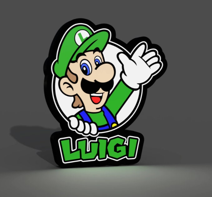 Luigi from Super Mario Brothers inspired - LED Lightbox Sign/Lamp