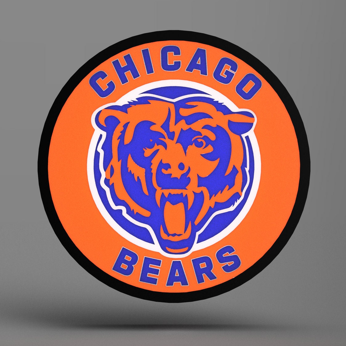 Chicago Bears Round Logo inspired - LED Lightbox - Lamp/Sign