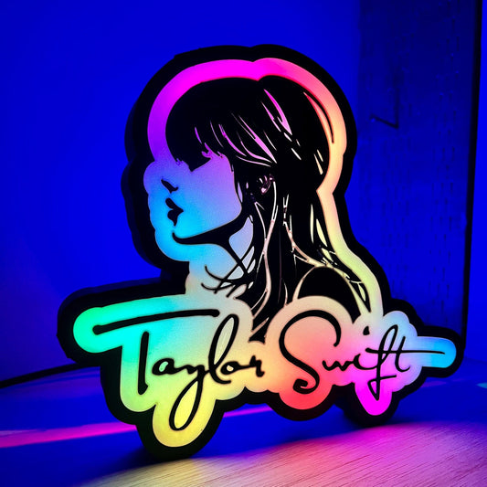 Taylor Swift (Swiftie) with Silhouette and signature with multi-color lights