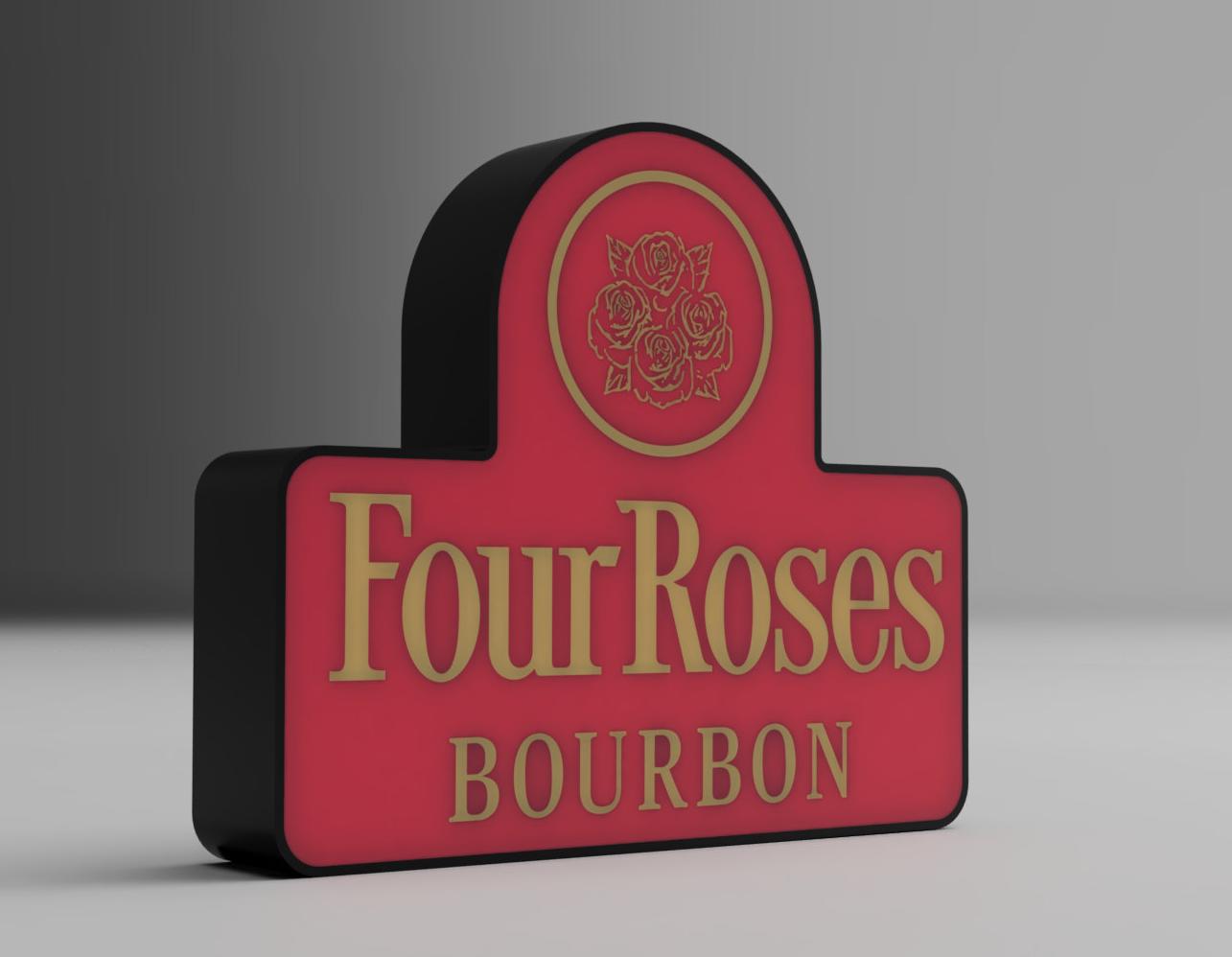 Four Roses Bourbon Led Lightbox - Handcrafted Whiskey-Inspired Home Decor