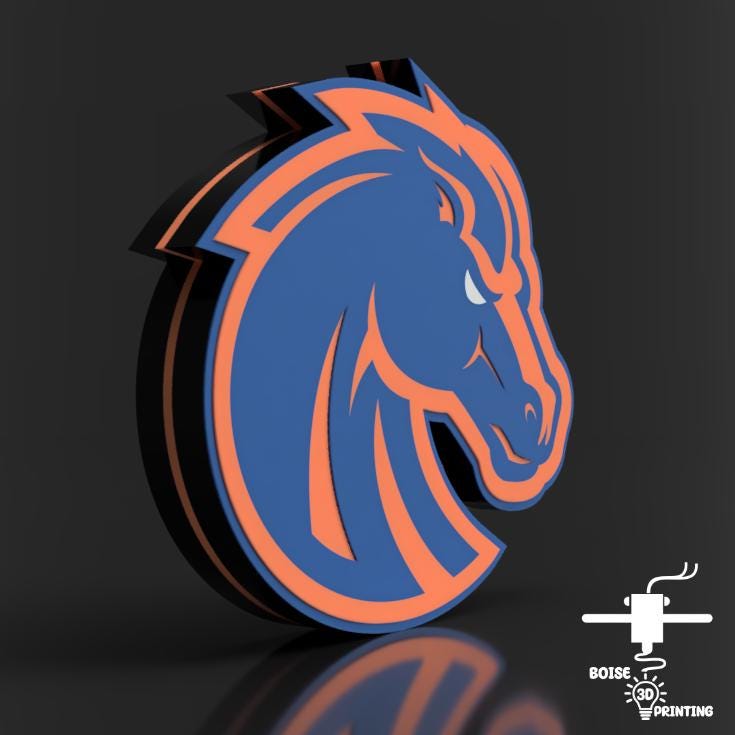 a blue and orange horse head with a black background